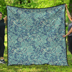 Blue Sky Paisley Bohemian Pattern Print Quilt