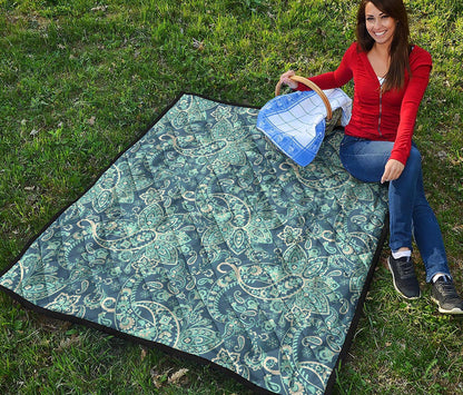 Blue Sky Paisley Bohemian Pattern Print Quilt