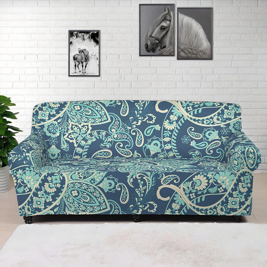 Blue Sky Paisley Bohemian Pattern Print Sofa Cover