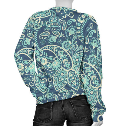 Blue Sky Paisley Bohemian Pattern Print Women's Crewneck Sweatshirt GearFrost