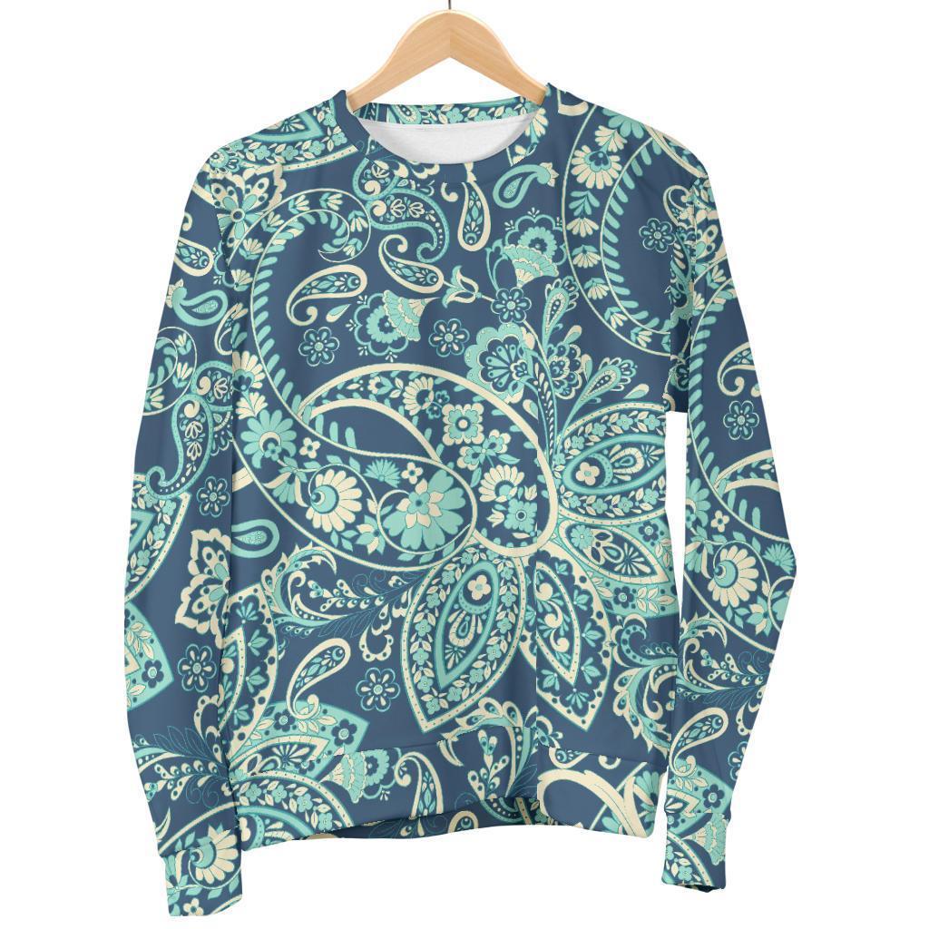 Blue Sky Paisley Bohemian Pattern Print Women's Crewneck Sweatshirt GearFrost