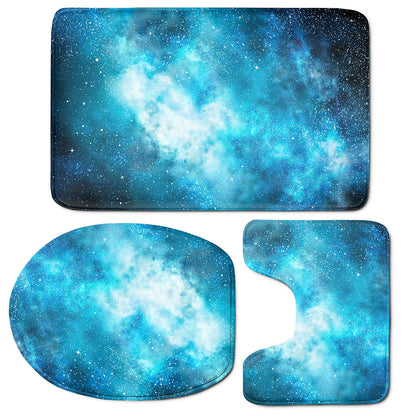 Blue Sky Universe Galaxy Space Print 3 Piece Bath Mat Set
