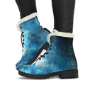 Blue Sky Universe Galaxy Space Print Faux Fur Leather Boots