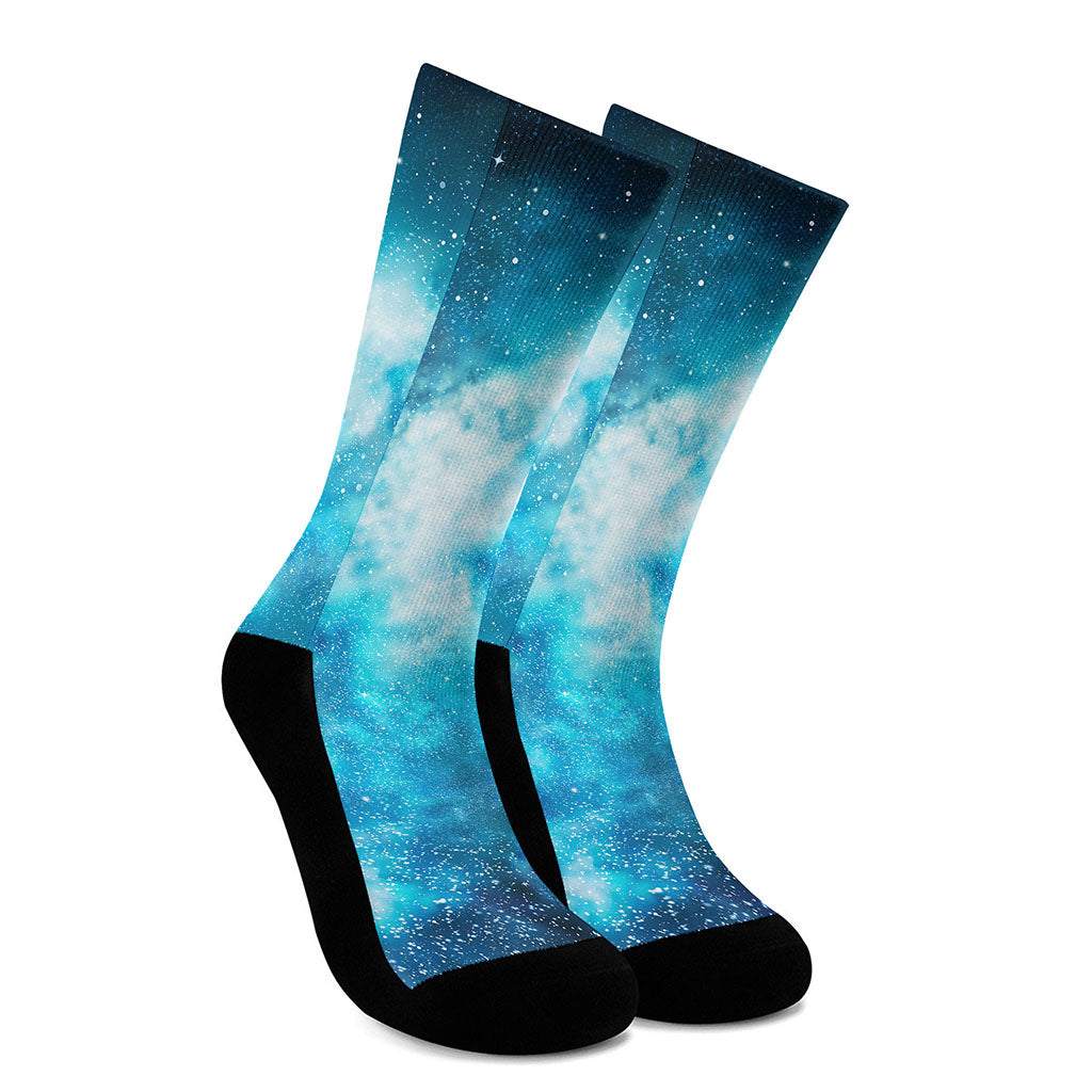 Blue Sky Universe Galaxy Space Print Crew Socks