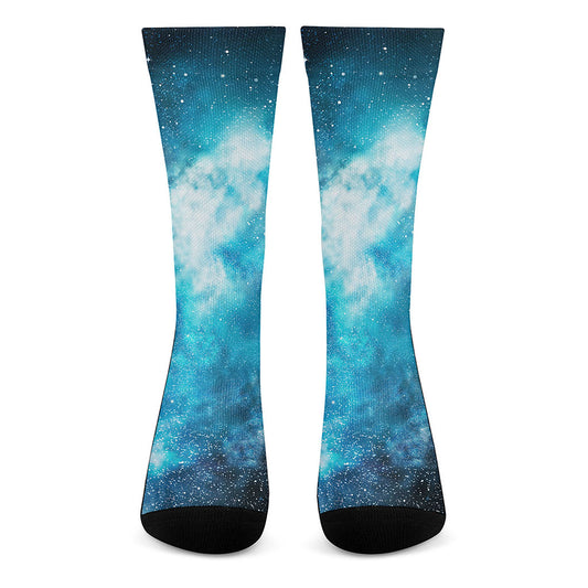 Blue Sky Universe Galaxy Space Print Crew Socks