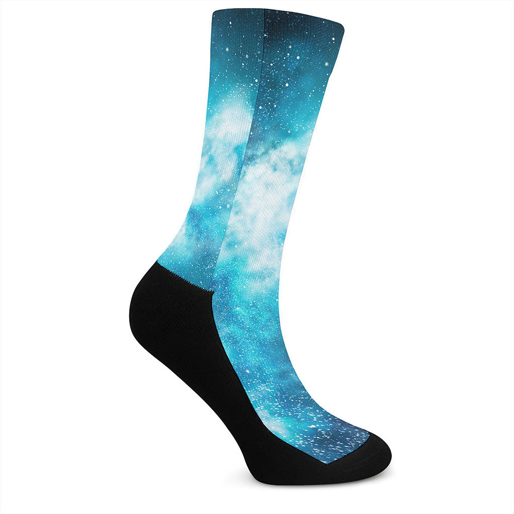 Blue Sky Universe Galaxy Space Print Crew Socks