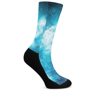 Blue Sky Universe Galaxy Space Print Crew Socks