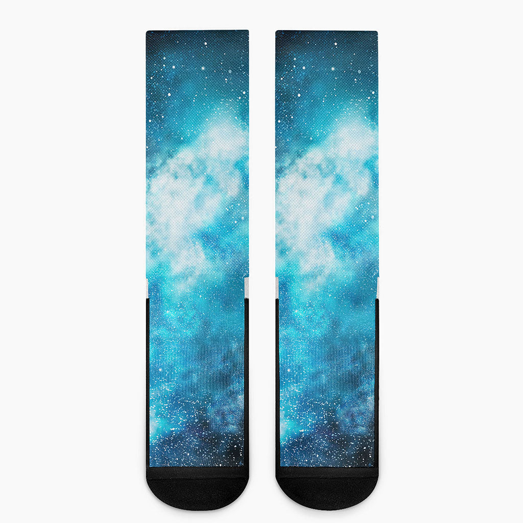 Blue Sky Universe Galaxy Space Print Crew Socks