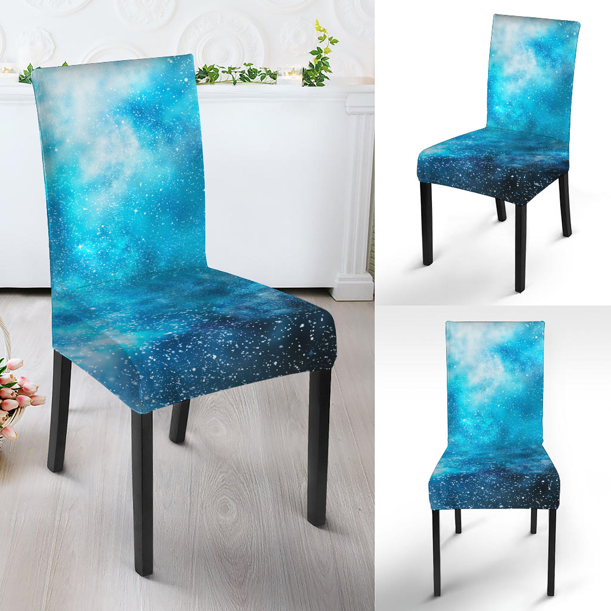 Blue Sky Universe Galaxy Space Print Dining Chair Slipcover