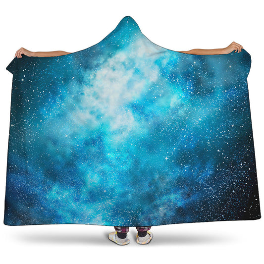 Blue Sky Universe Galaxy Space Print Hooded Blanket