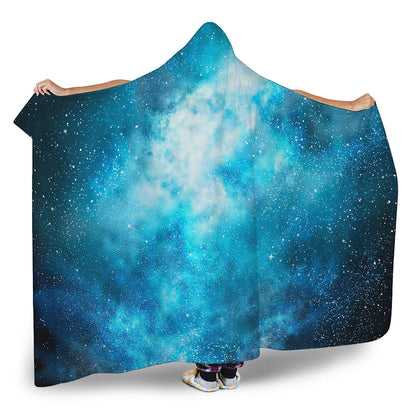 Blue Sky Universe Galaxy Space Print Hooded Blanket