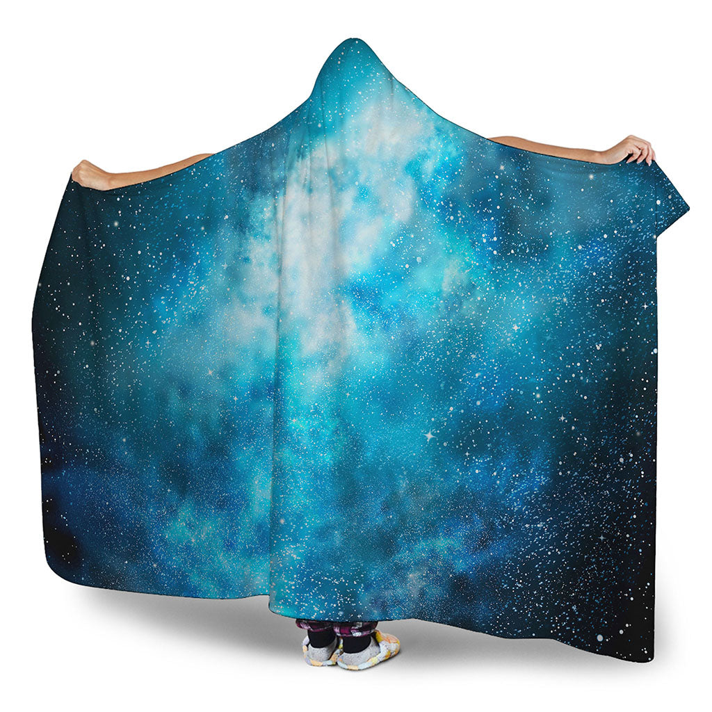 Blue Sky Universe Galaxy Space Print Hooded Blanket