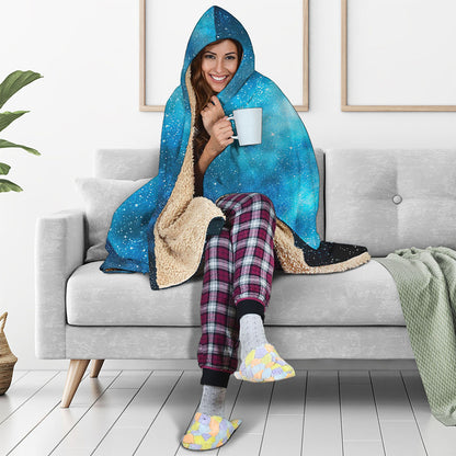 Blue Sky Universe Galaxy Space Print Hooded Blanket