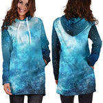 Blue Sky Universe Galaxy Space Print Hoodie Dress GearFrost