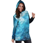Blue Sky Universe Galaxy Space Print Hoodie Dress GearFrost