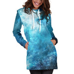 Blue Sky Universe Galaxy Space Print Hoodie Dress GearFrost