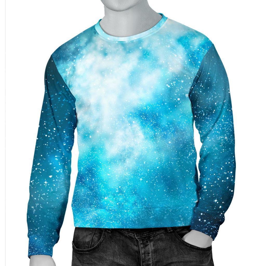 Blue Sky Universe Galaxy Space Print Men's Crewneck Sweatshirt GearFrost