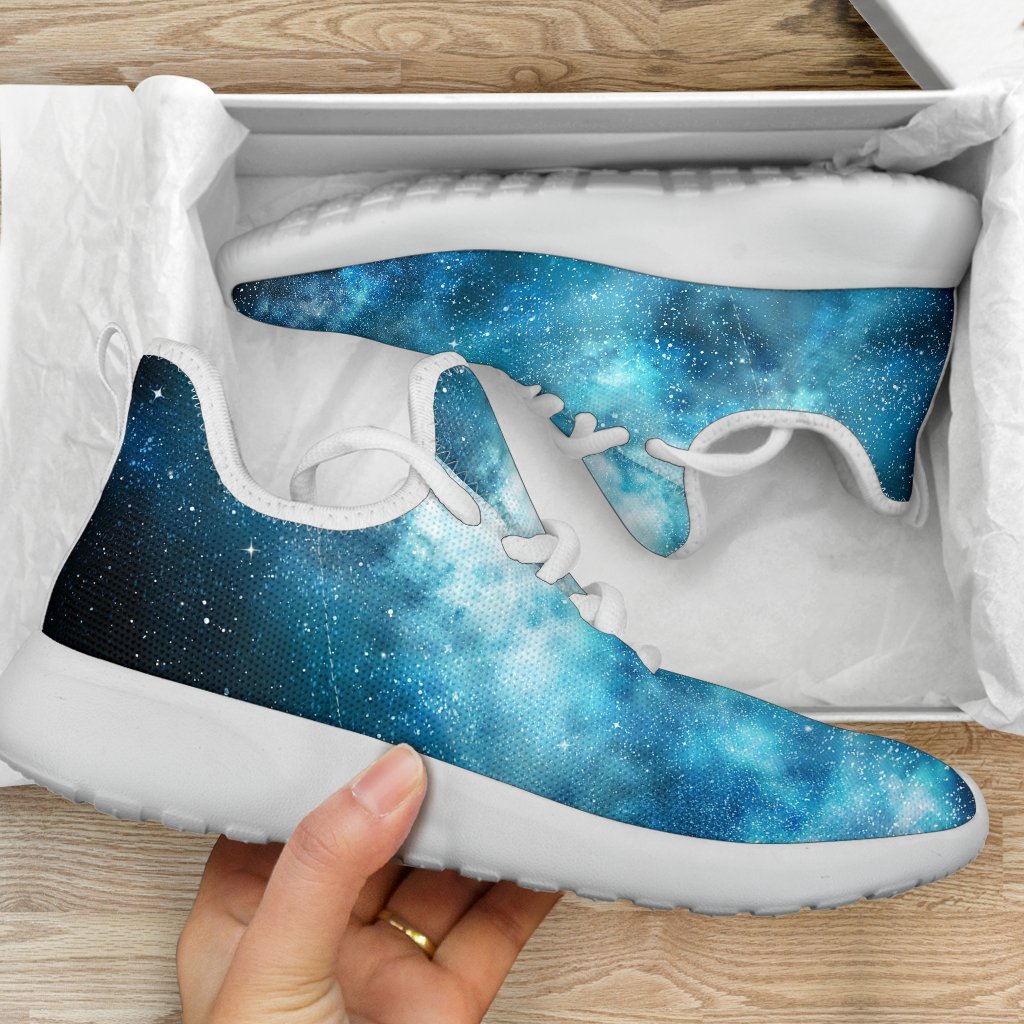 Blue Sky Universe Galaxy Space Print Mesh Knit Shoes GearFrost