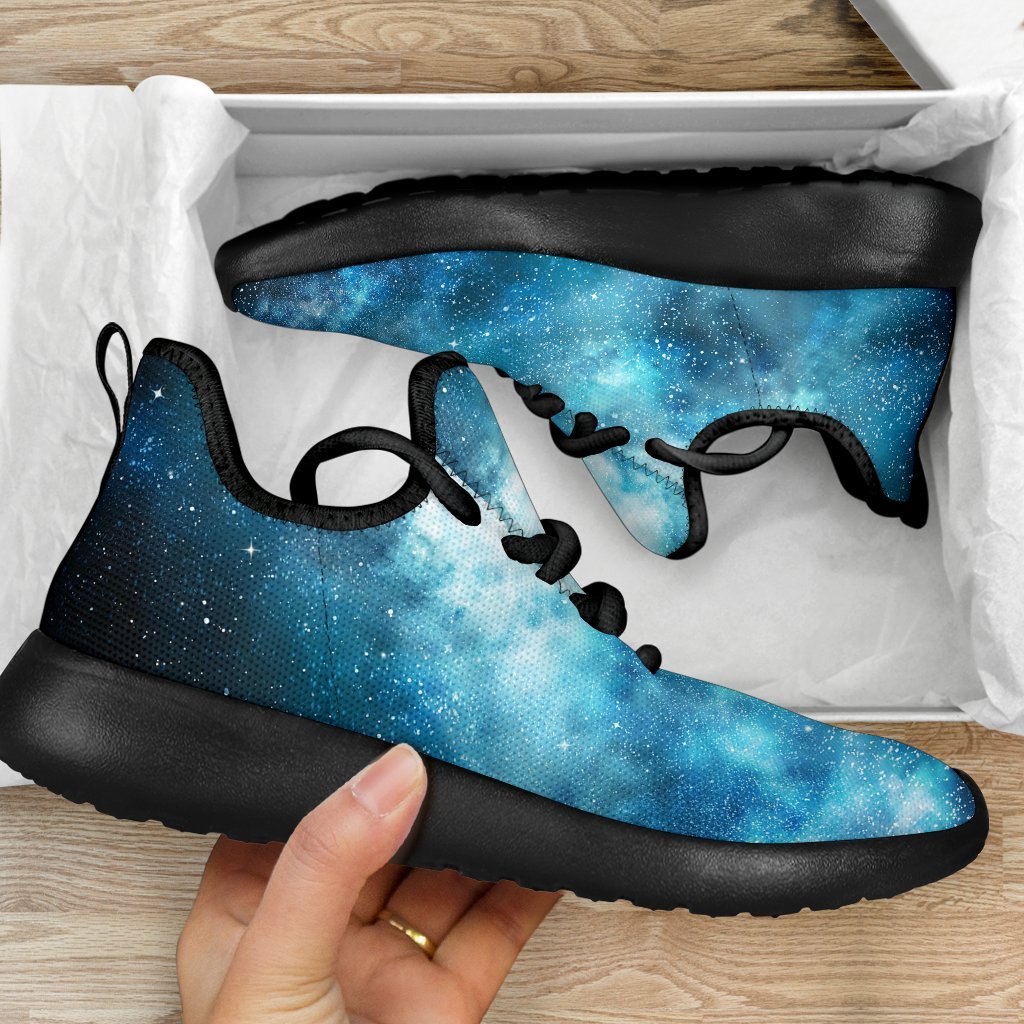 Blue Sky Universe Galaxy Space Print Mesh Knit Shoes GearFrost