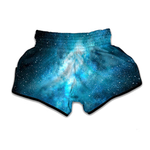 Blue Sky Universe Galaxy Space Print Muay Thai Boxing Shorts