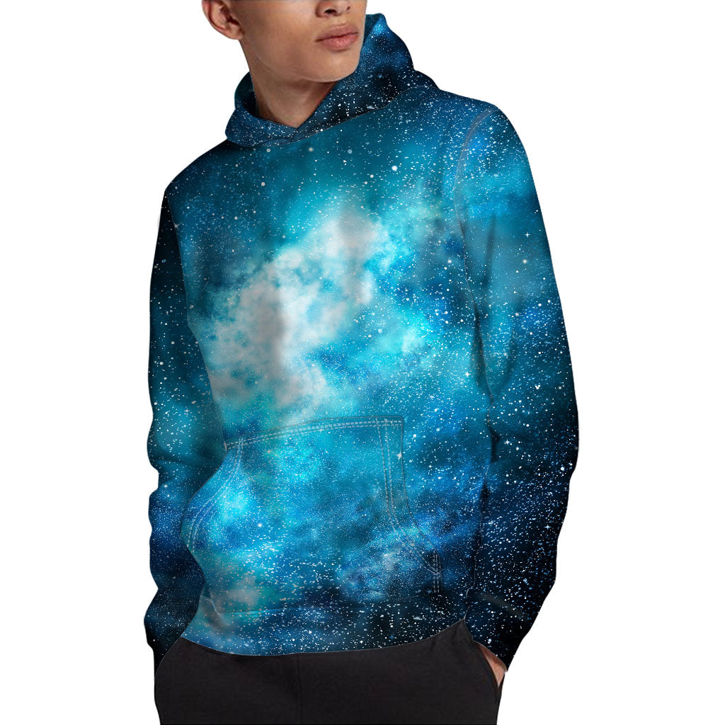 Blue Sky Universe Galaxy Space Print Pullover Hoodie