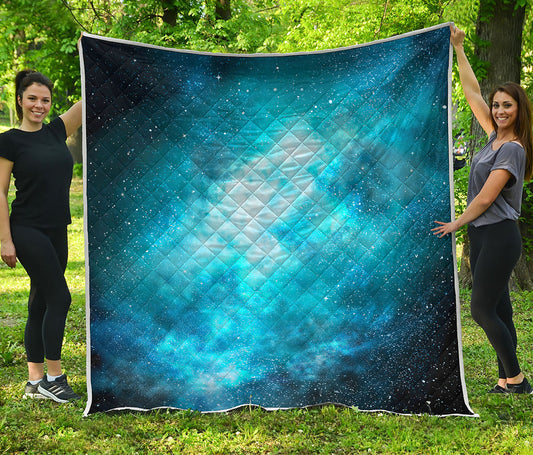 Blue Sky Universe Galaxy Space Print Quilt