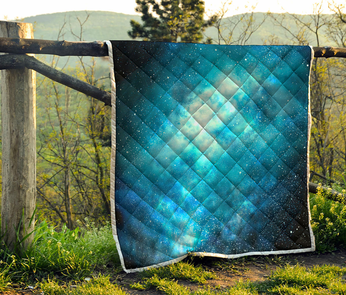 Blue Sky Universe Galaxy Space Print Quilt