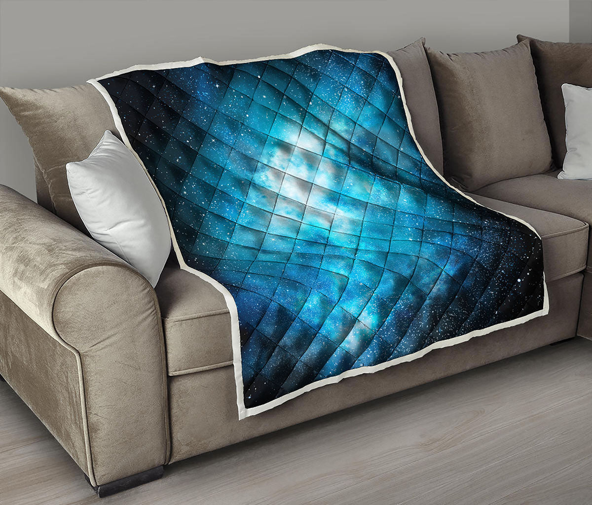 Blue Sky Universe Galaxy Space Print Quilt