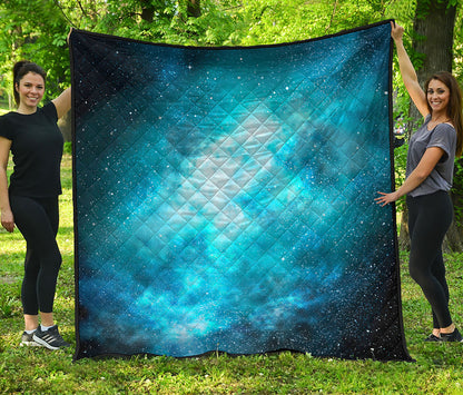 Blue Sky Universe Galaxy Space Print Quilt