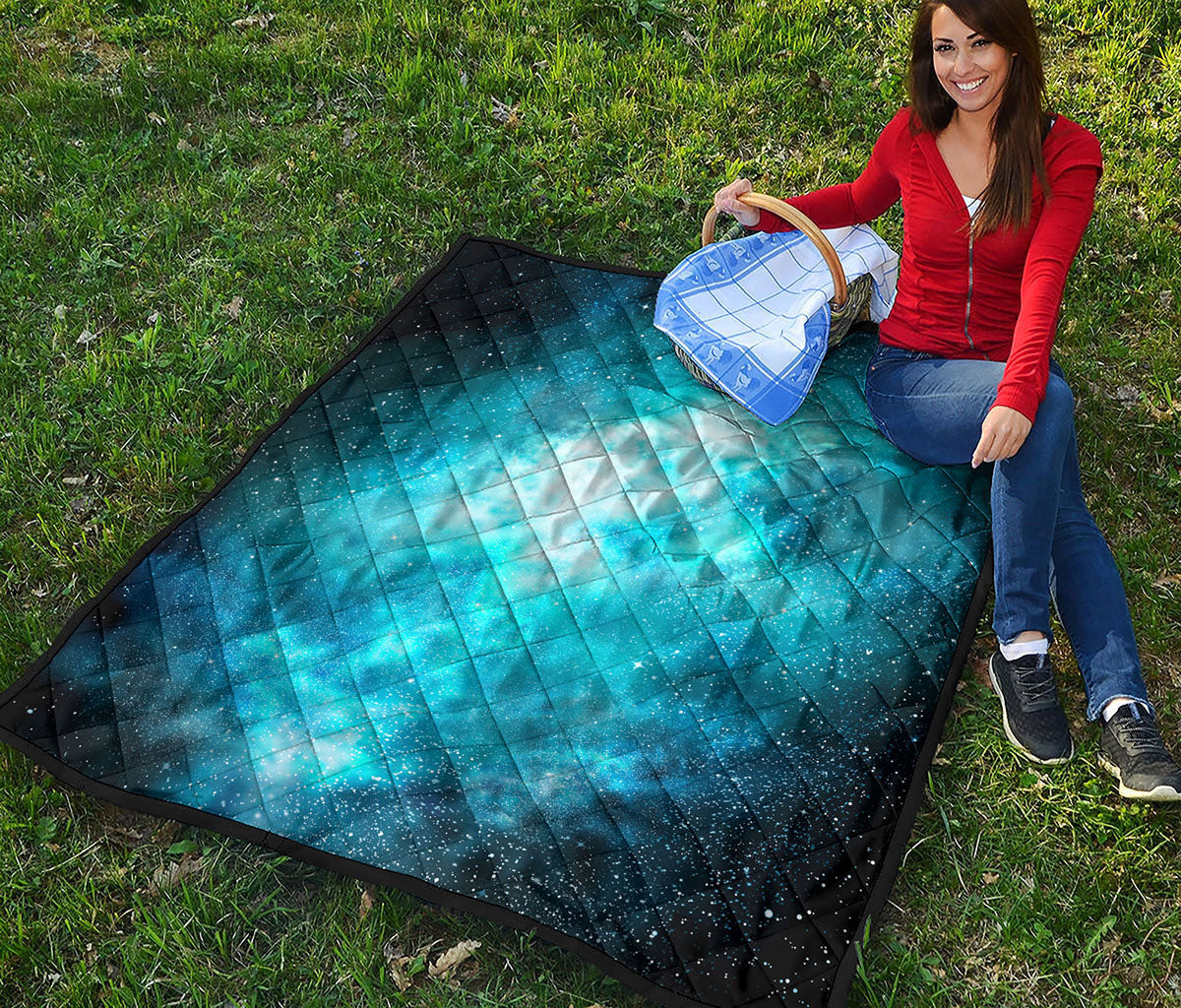 Blue Sky Universe Galaxy Space Print Quilt