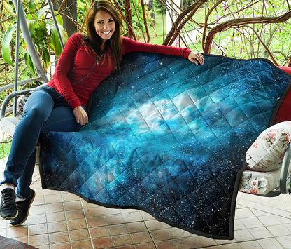Blue Sky Universe Galaxy Space Print Quilt