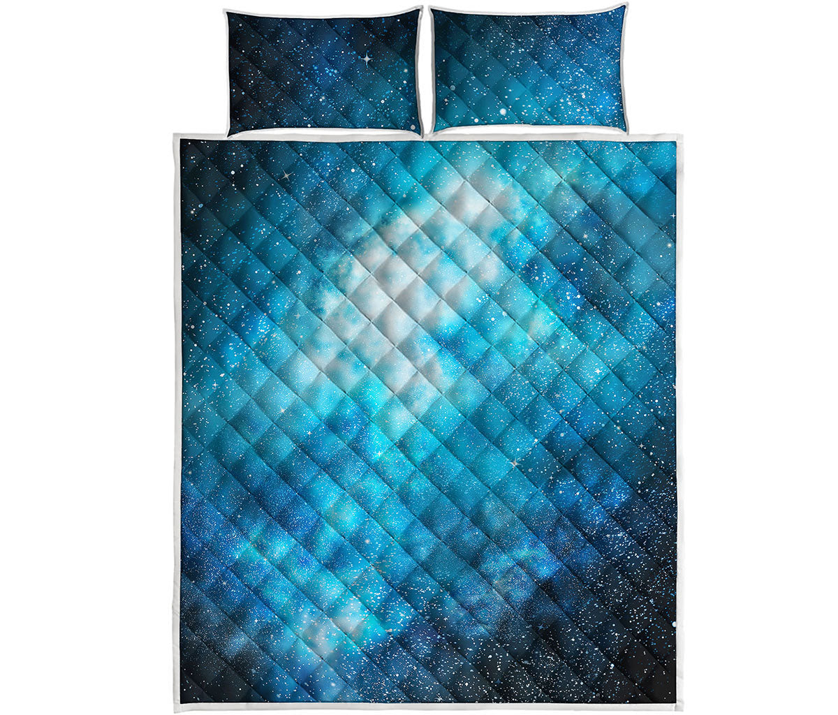Blue Sky Universe Galaxy Space Print Quilt Bed Set