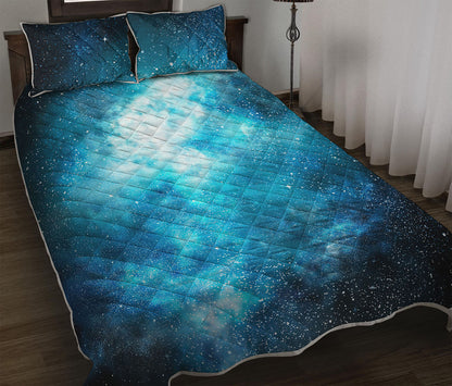 Blue Sky Universe Galaxy Space Print Quilt Bed Set