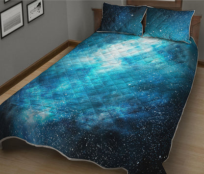 Blue Sky Universe Galaxy Space Print Quilt Bed Set