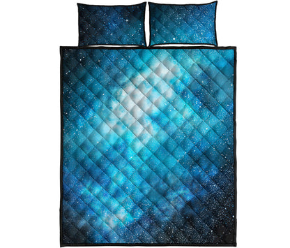 Blue Sky Universe Galaxy Space Print Quilt Bed Set