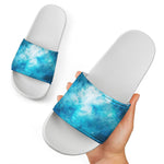 Blue Sky Universe Galaxy Space Print White Slide Sandals
