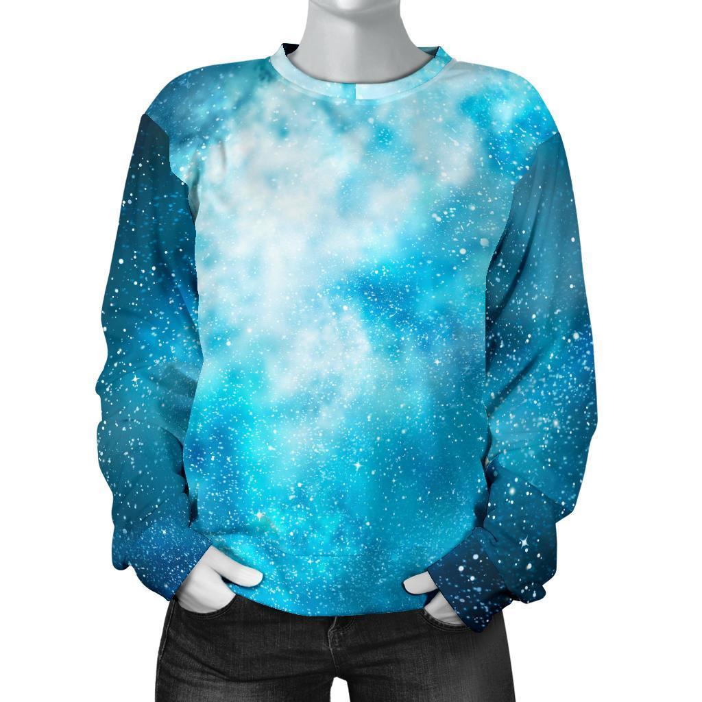 Blue Sky Universe Galaxy Space Print Women's Crewneck Sweatshirt GearFrost