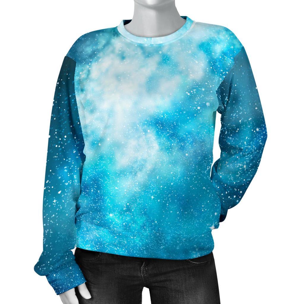 Blue Sky Universe Galaxy Space Print Women's Crewneck Sweatshirt GearFrost