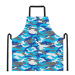 Blue Snow Camouflage Print Apron