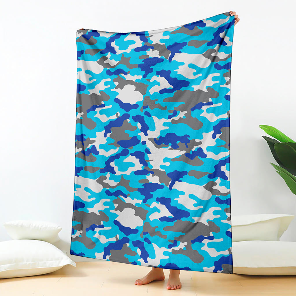 Blue Snow Camouflage Print Blanket