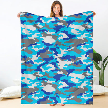 Blue Snow Camouflage Print Blanket