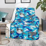 Blue Snow Camouflage Print Blanket