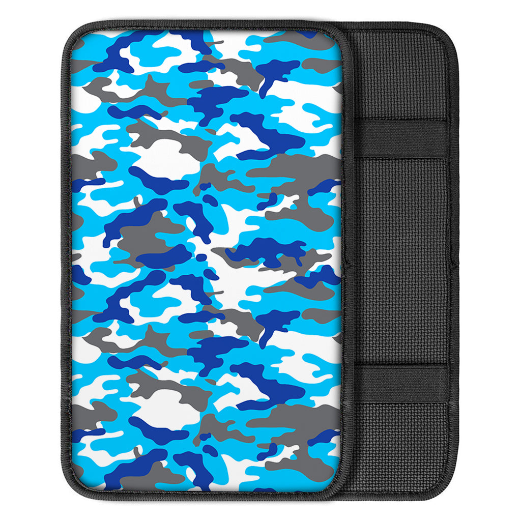Blue Snow Camouflage Print Car Center Console Cover