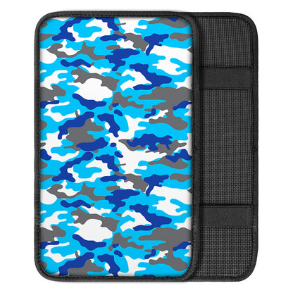 Blue Snow Camouflage Print Car Center Console Cover