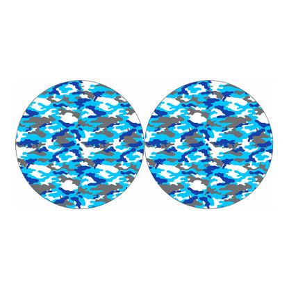 Blue Snow Camouflage Print Car Coasters