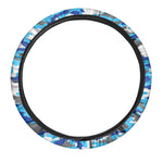Blue Snow Camouflage Print Car Steering Wheel Cover