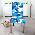 Blue Snow Camouflage Print Dining Chair Slipcover