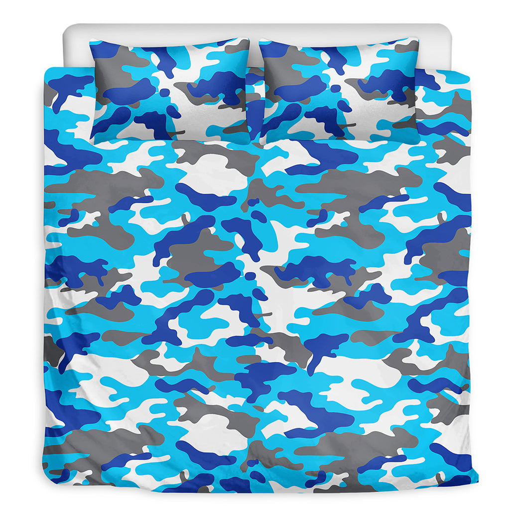 Blue Snow Camouflage Print Duvet Cover Bedding Set