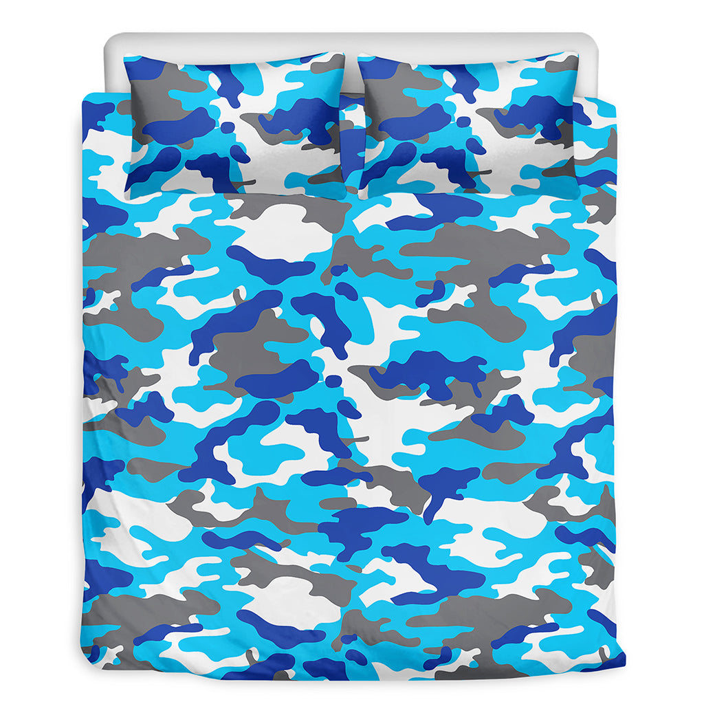 Blue Snow Camouflage Print Duvet Cover Bedding Set