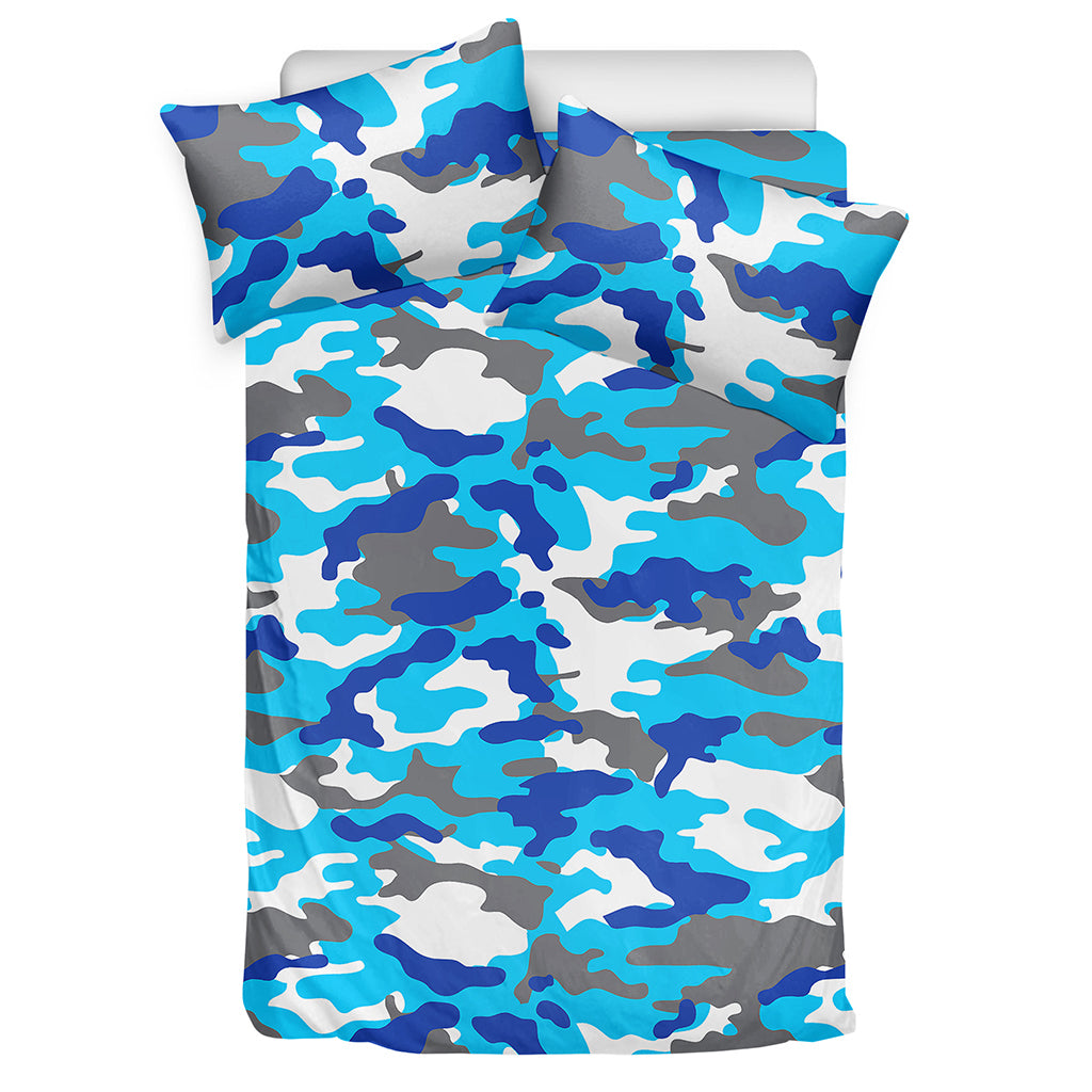 Blue Snow Camouflage Print Duvet Cover Bedding Set